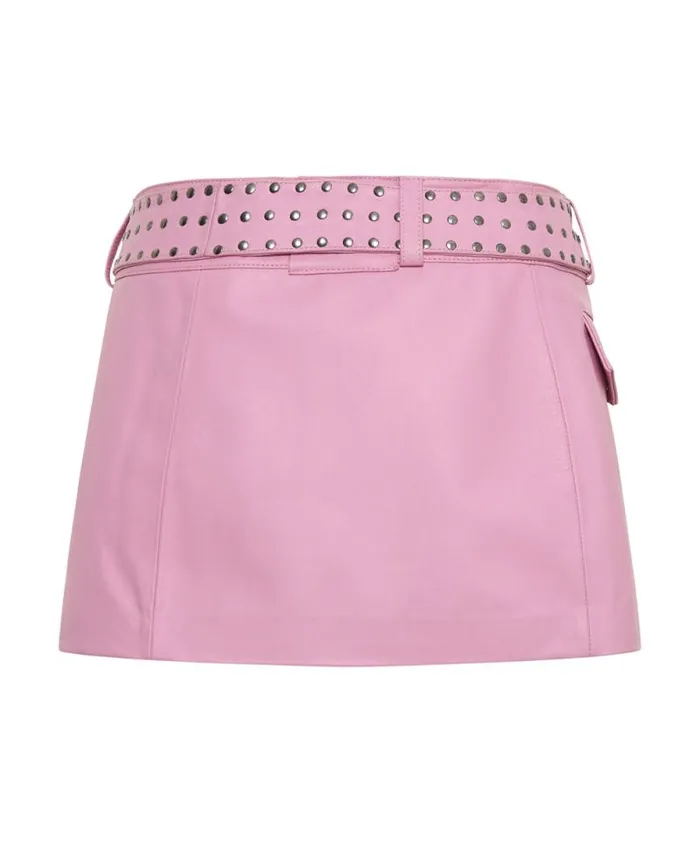 Women RIZZO PINK STUDDED LEATHER BELTED MINI SKIRT One Teaspoon Bottoms Women RIZZO PINK STUDDED LEATHER BELTED MINI SKIRT One Teaspoon Bottoms
