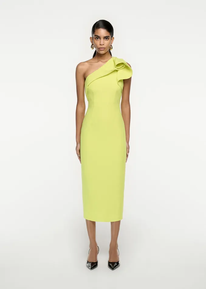 Women Roland Mouret Clothing Asymmetric Silk Wool Midi Dress
