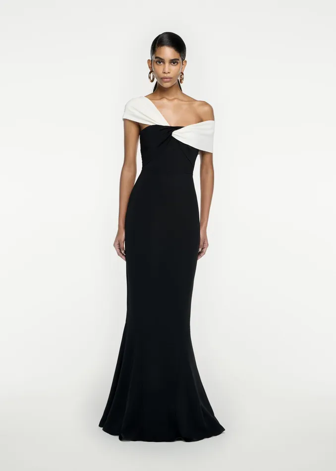 Women Roland Mouret Clothing Asymmetric Stretch Cady Maxi Dress
