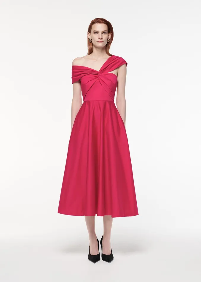 Women Roland Mouret Clothing Asymmetric Stretch Cotton Poplin Midi Dress