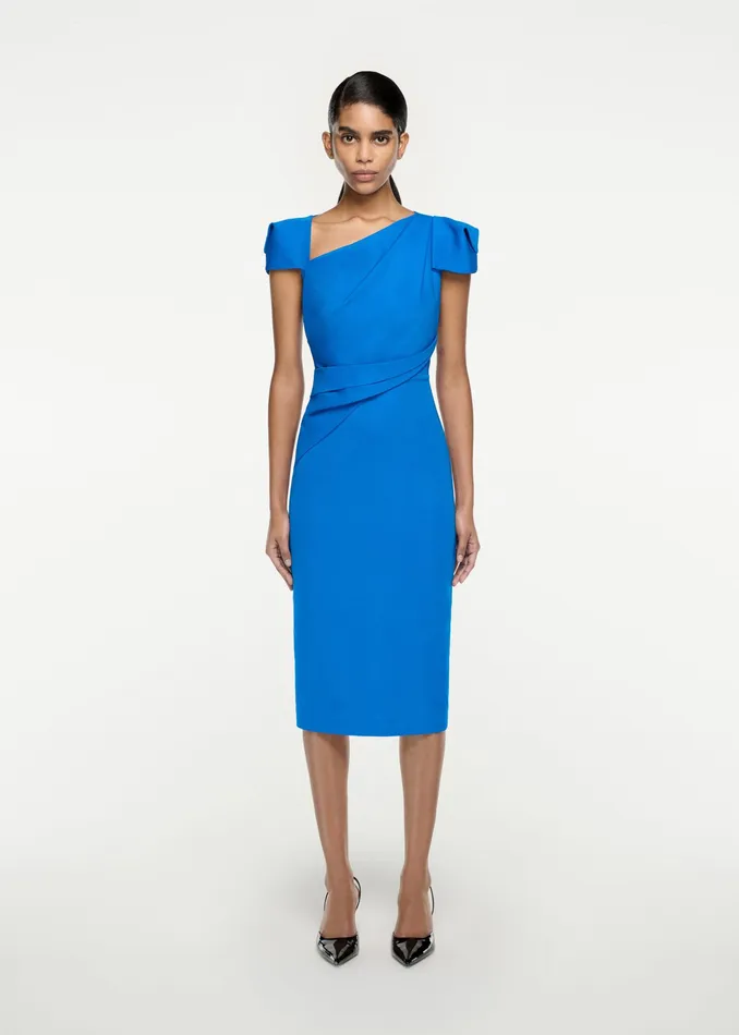Women Roland Mouret Clothing Cap Sleeve Stretch Cady Midi Dress