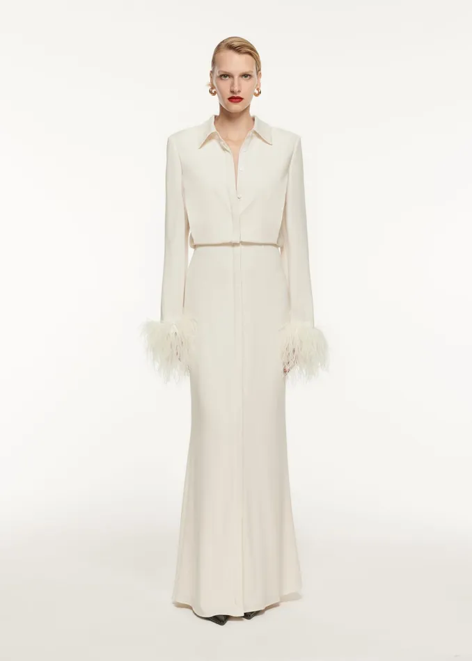 Women Roland Mouret Clothing Satin Crepe Shirt Maxi Dress