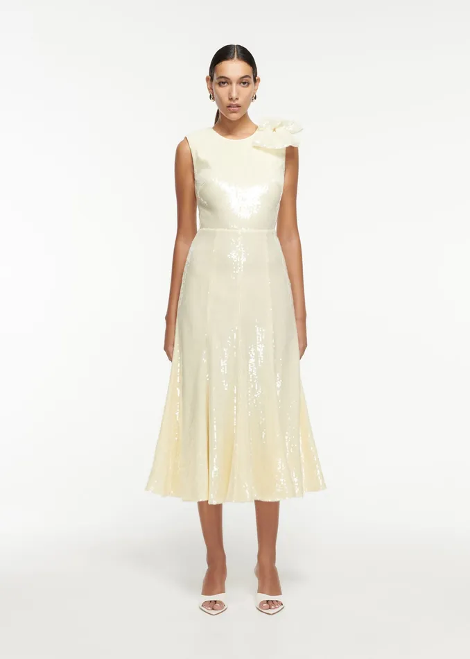 Women Roland Mouret Clothing Sequin Bow Midi Dress