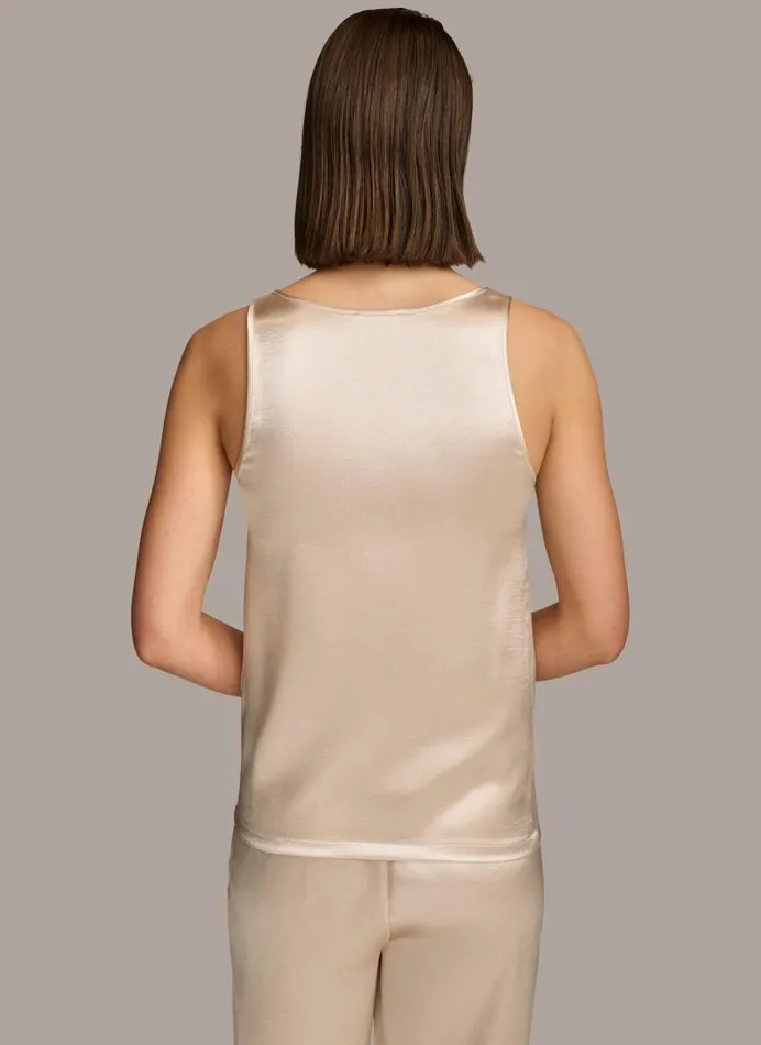 Women ROUND NECK SHINY TANK Sand Donna Karan New York Sweaters And Tops Women ROUND NECK SHINY TANK Sand Donna Karan New York Sweaters And Tops