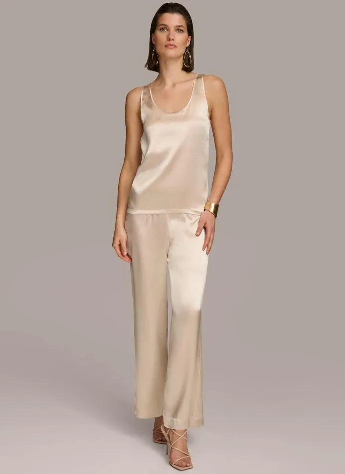 Women ROUND NECK SHINY TANK Sand Donna Karan New York Sweaters And Tops Women ROUND NECK SHINY TANK Sand Donna Karan New York Sweaters And Tops