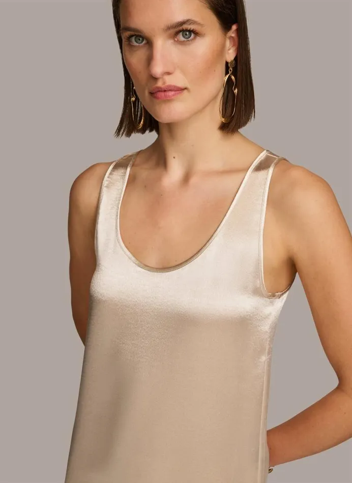 Women ROUND NECK SHINY TANK Sand Donna Karan New York Sweaters And Tops Women ROUND NECK SHINY TANK Sand Donna Karan New York Sweaters And Tops