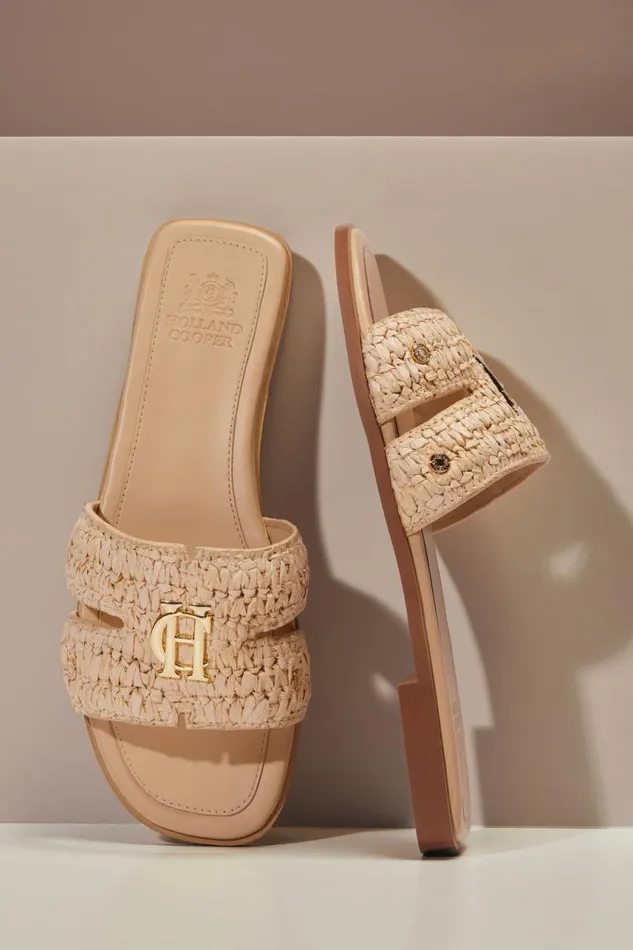 Women Sandals and Slides Holland Cooper Monogram Slides Natural Straw Women Sandals and Slides Holland Cooper Monogram Slides Natural Straw
