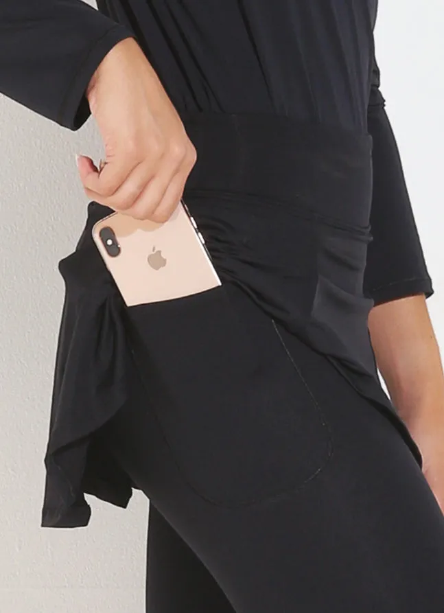 Women Skirted Capri Black Dona Jo Skirted Leggings and Capris