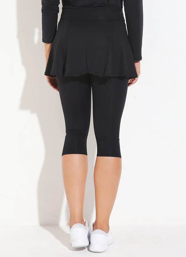 Women Skirted Capri Black Dona Jo Skirted Leggings and Capris