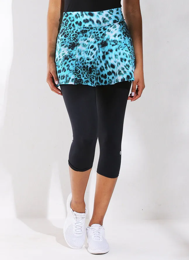 Women Skirted Capri Wildblueblk Dona Jo Skirted Leggings and Capris