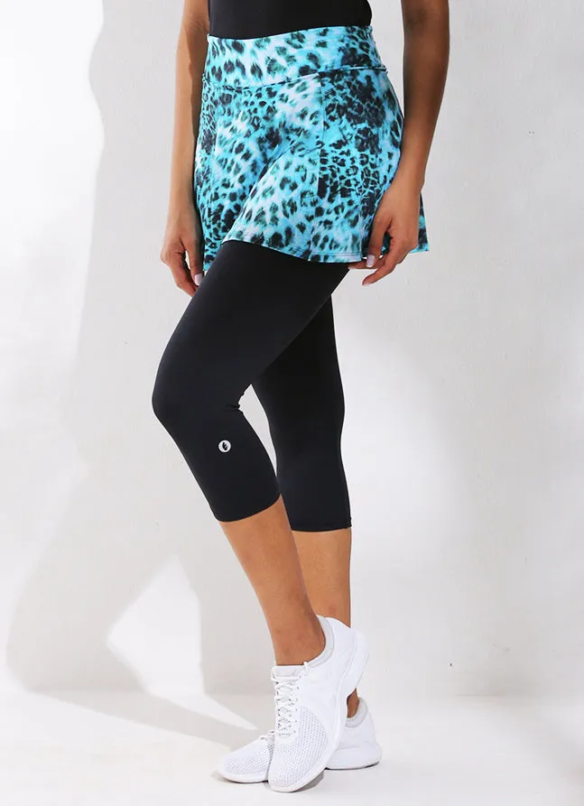 Women Skirted Capri Wildblueblk Dona Jo Skirted Leggings and Capris
