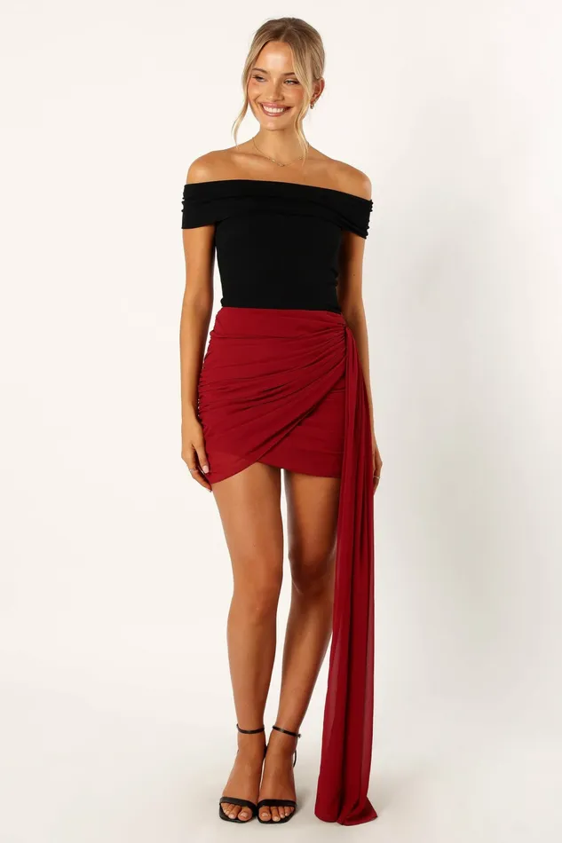 Women Skirts Petal and Pup Night Lover Mini Skirt Merlot