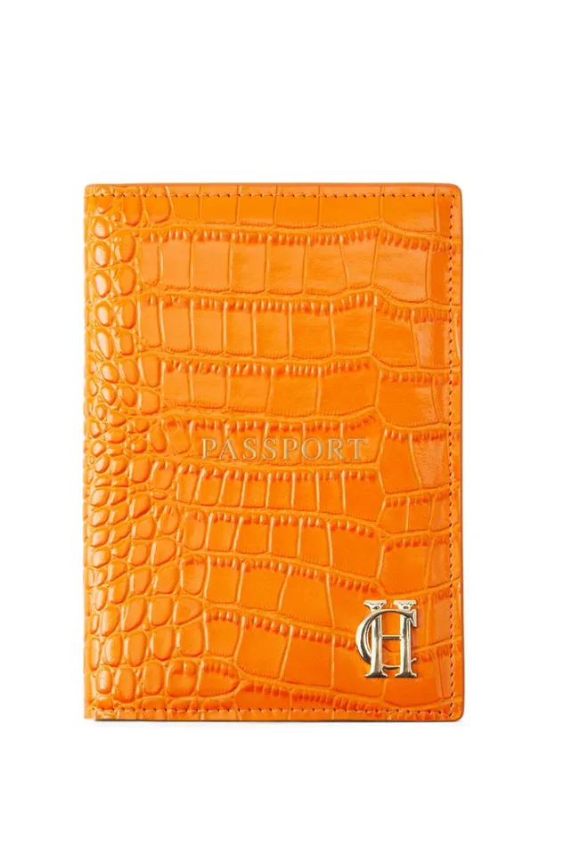 Women Small Leather Goods Holland Cooper Chelsea Passport Holder Orange Croc