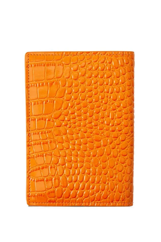 Women Small Leather Goods Holland Cooper Chelsea Passport Holder Orange Croc