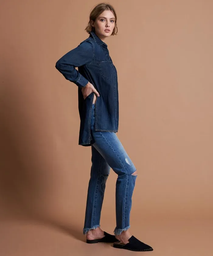 Women STONE COLD DENIM SHIRT One Teaspoon Denim Tops Women STONE COLD DENIM SHIRT One Teaspoon Denim Tops
