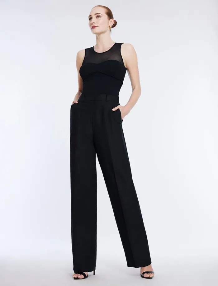 Women Straight Leg Linen Pant Black BCBG Suiting Women Straight Leg Linen Pant Black BCBG Suiting