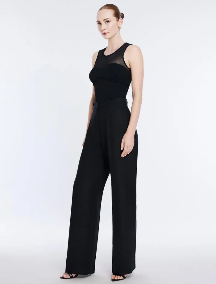 Women Straight Leg Linen Pant Black BCBG Suiting Women Straight Leg Linen Pant Black BCBG Suiting