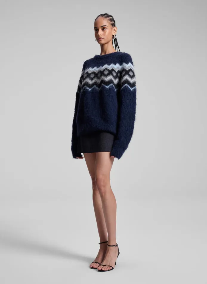 Women Sweaters ALC Ezra Fairisle Sweater Navy Multi
