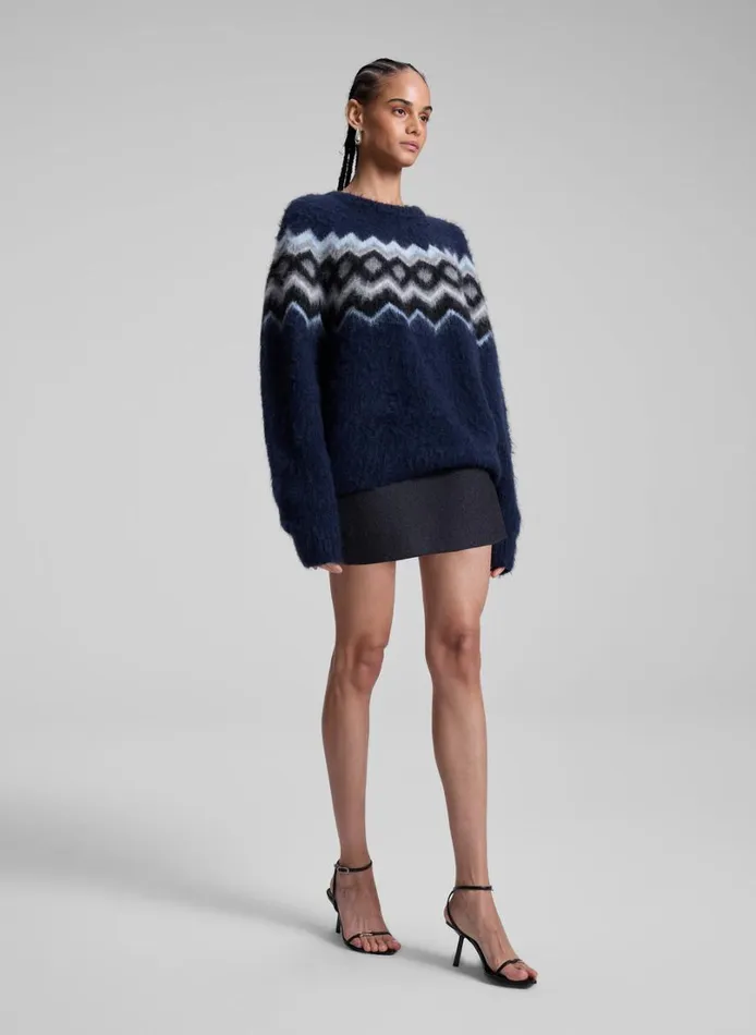Women Sweaters ALC Ezra Fairisle Sweater Navy Multi