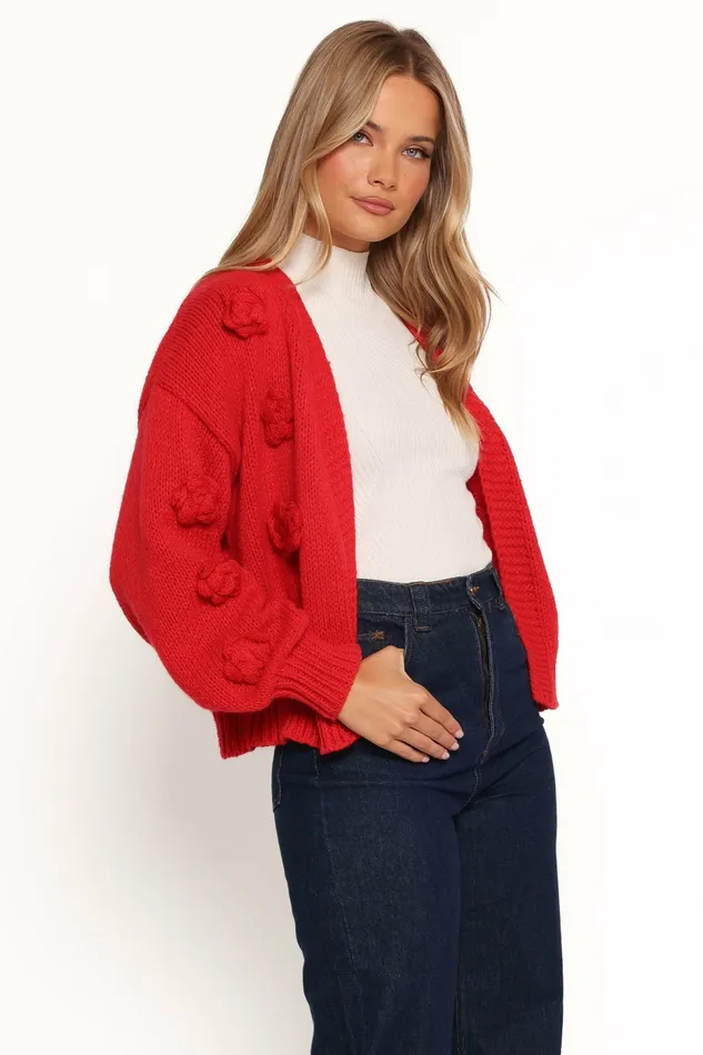 Women Sweaters Petal and Pup Doralee Rose Cardigan Red