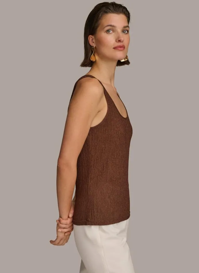 Women TEXTURED TANK Brown Donna Karan New York Sweaters And Tops Women TEXTURED TANK Brown Donna Karan New York Sweaters And Tops