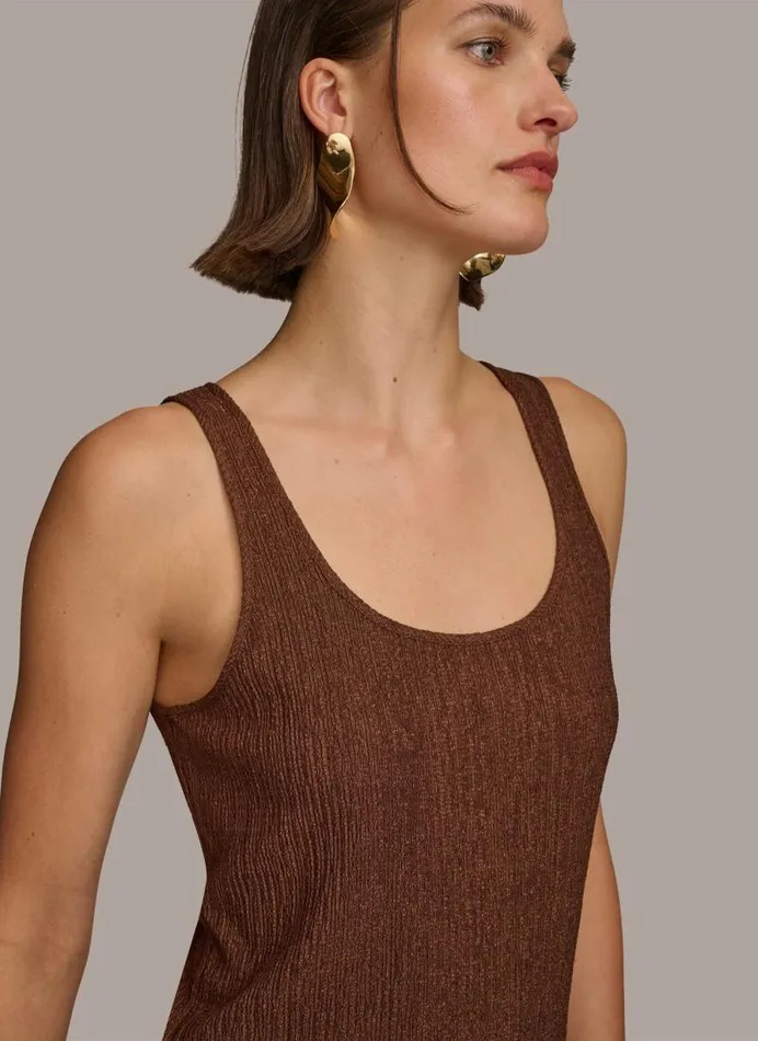 Women TEXTURED TANK Brown Donna Karan New York Sweaters And Tops Women TEXTURED TANK Brown Donna Karan New York Sweaters And Tops