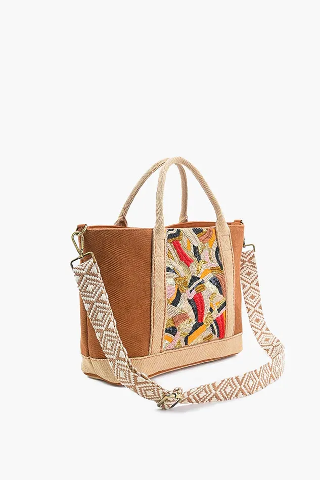 Women Totes America and Beyond Artisan Embellished Earthy Tote Bag