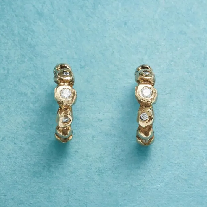 Women Triple Diamond Hoop Earrings Sundance Catalog Earrings