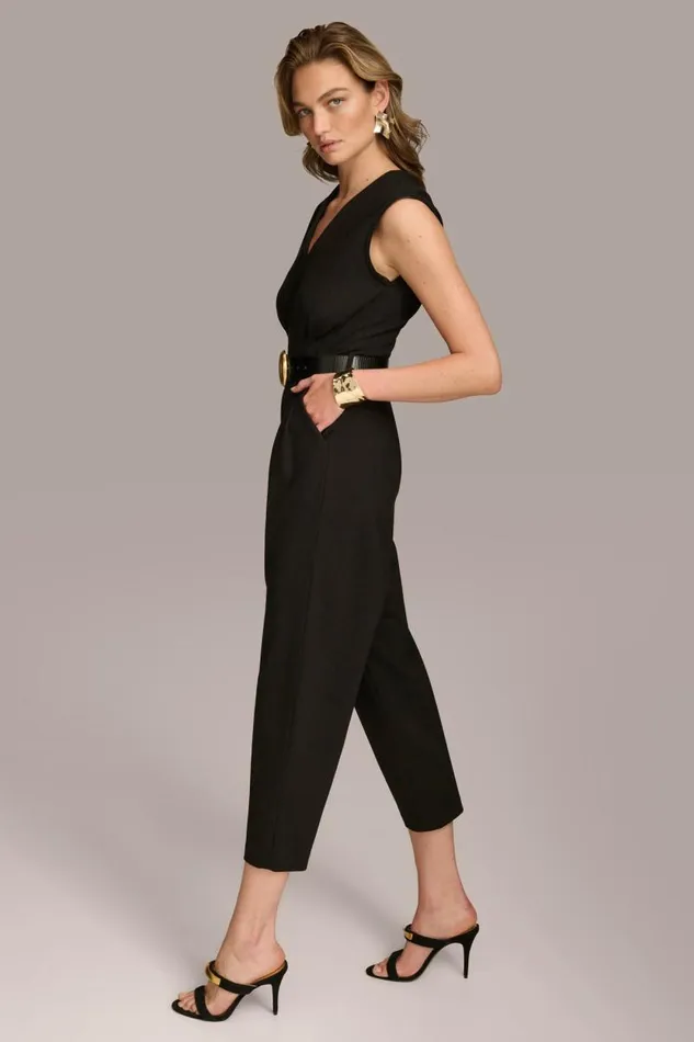 Women V NECK CROPPED JUMPSUIT Black Donna Karan New York Dresses And Jumpsuits Women V NECK CROPPED JUMPSUIT Black Donna Karan New York Dresses And Jumpsuits