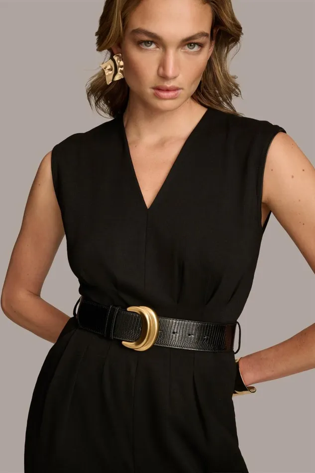 Women V NECK CROPPED JUMPSUIT Black Donna Karan New York Dresses And Jumpsuits Women V NECK CROPPED JUMPSUIT Black Donna Karan New York Dresses And Jumpsuits