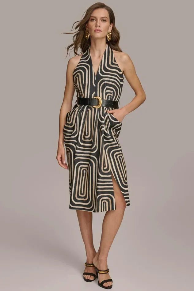 Women V NECK SHEATH MIDI WITH BELT Blackfawn Donna Karan New York Dresses And Jumpsuits Women V NECK SHEATH MIDI WITH BELT Blackfawn Donna Karan New York Dresses And Jumpsuits