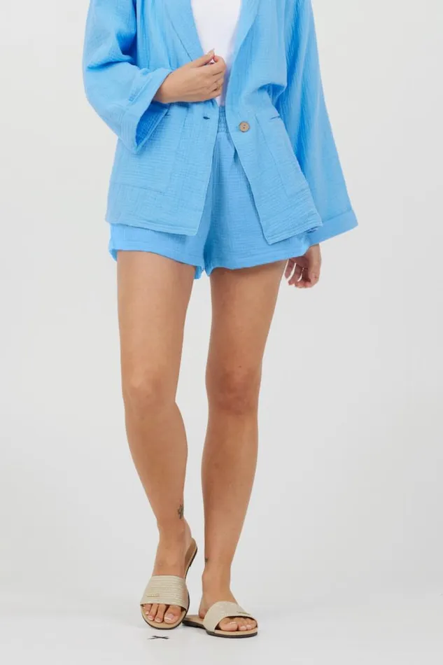 Women Vintage Havana All Bottoms Ocean Blue Washed Gauze Shorts Ocean Blue
