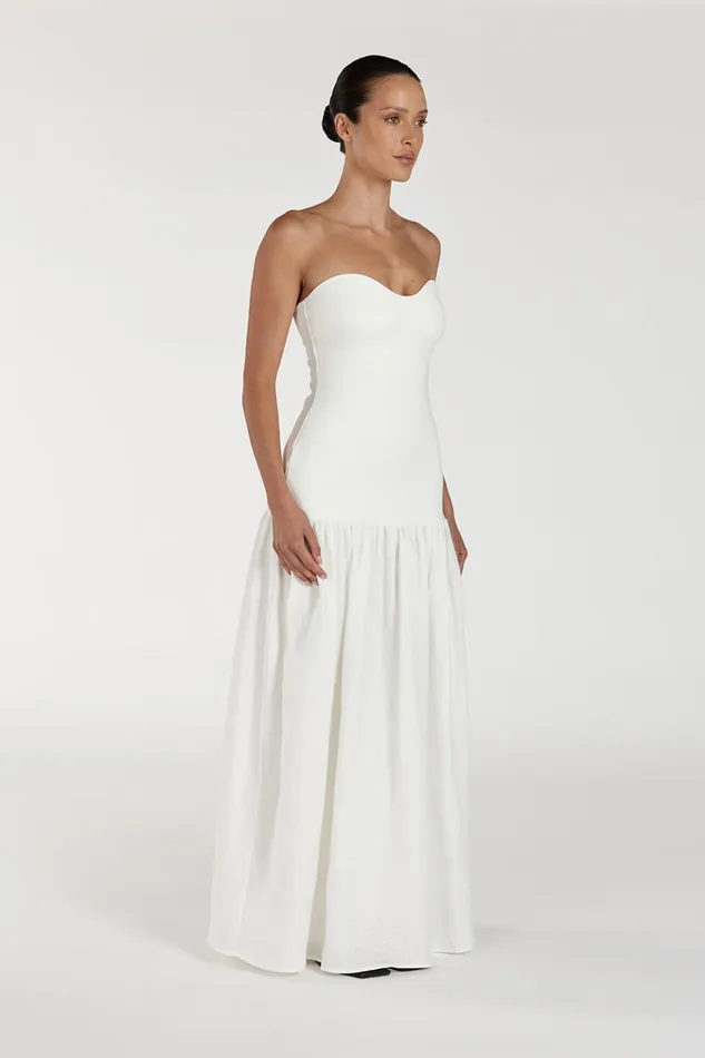 Women White Dresses DISSH ELLISON WHITE STRAPLESS MIDI DRESS