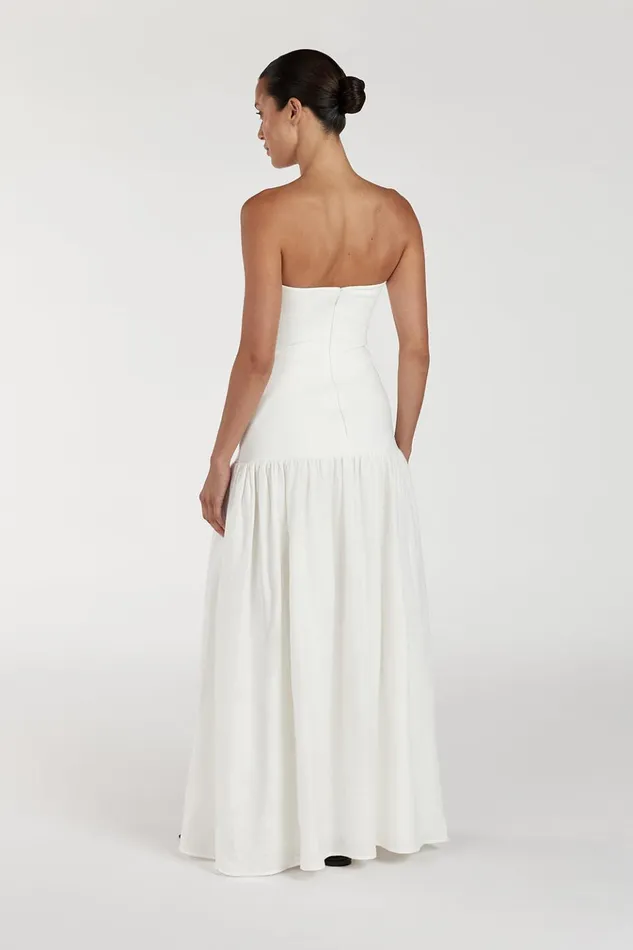 Women White Dresses DISSH ELLISON WHITE STRAPLESS MIDI DRESS