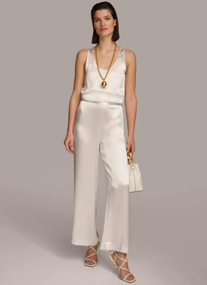 Women WIDE LEG FLAT FRONT Cream Donna Karan New York Pants Women WIDE LEG FLAT FRONT Cream Donna Karan New York Pants