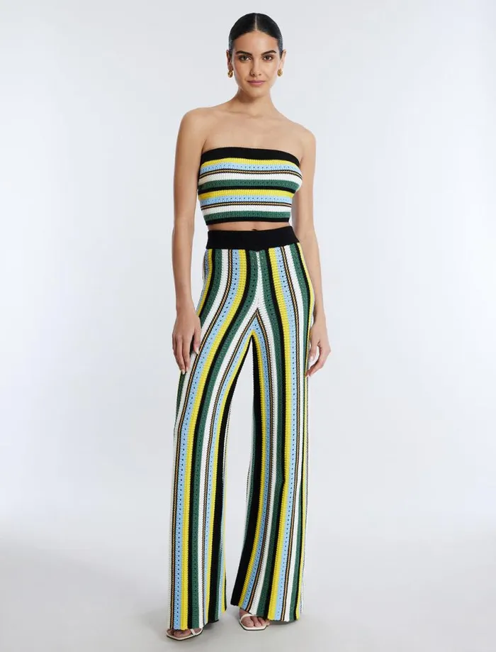 Women WideLeg Knit Pant Multi Stripe BCBG Bottoms Women WideLeg Knit Pant Multi Stripe BCBG Bottoms