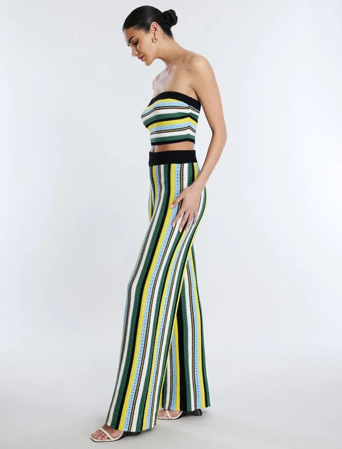 Women WideLeg Knit Pant Multi Stripe BCBG Bottoms Women WideLeg Knit Pant Multi Stripe BCBG Bottoms