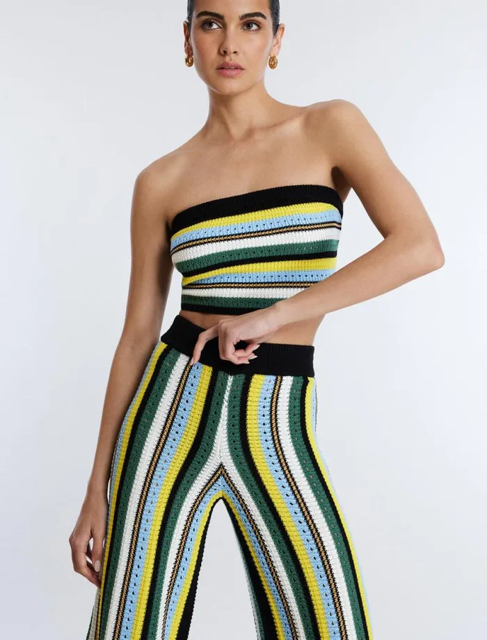 Women WideLeg Knit Pant Multi Stripe BCBG Bottoms Women WideLeg Knit Pant Multi Stripe BCBG Bottoms