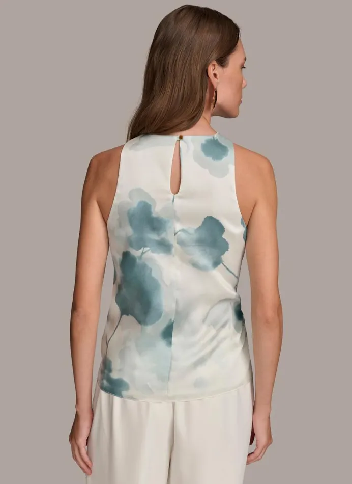 Women WRAP TIE WAIST BLOUSE Frost Blue Combo Donna Karan New York Sweaters And Tops Women WRAP TIE WAIST BLOUSE Frost Blue Combo Donna Karan New York Sweaters And Tops
