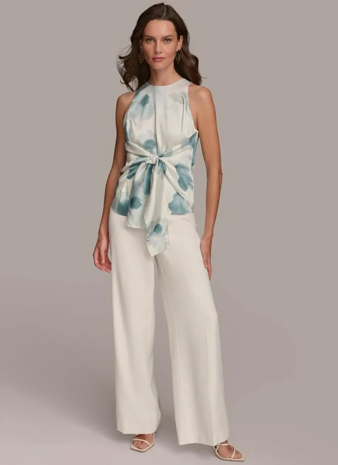 Women WRAP TIE WAIST BLOUSE Frost Blue Combo Donna Karan New York Sweaters And Tops Women WRAP TIE WAIST BLOUSE Frost Blue Combo Donna Karan New York Sweaters And Tops