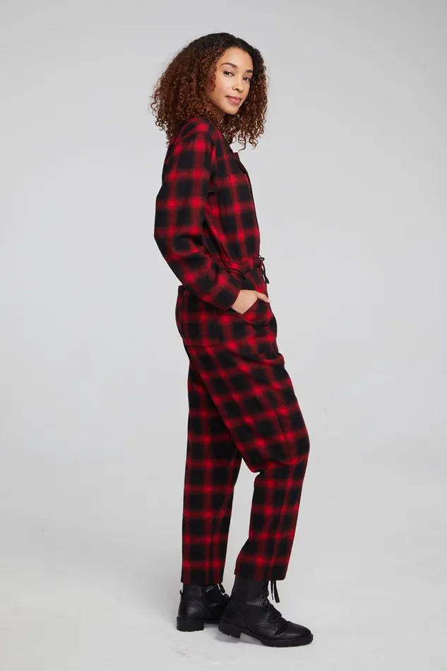 Womens Chaser Brand Bottoms Lexi Sunset Plaid Jumpsuit
