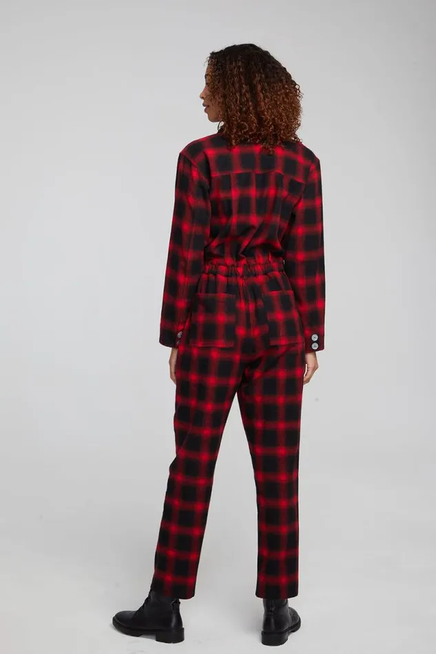 Womens Chaser Brand Bottoms Lexi Sunset Plaid Jumpsuit