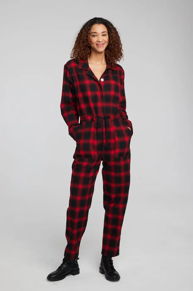 Womens Chaser Brand Bottoms Lexi Sunset Plaid Jumpsuit