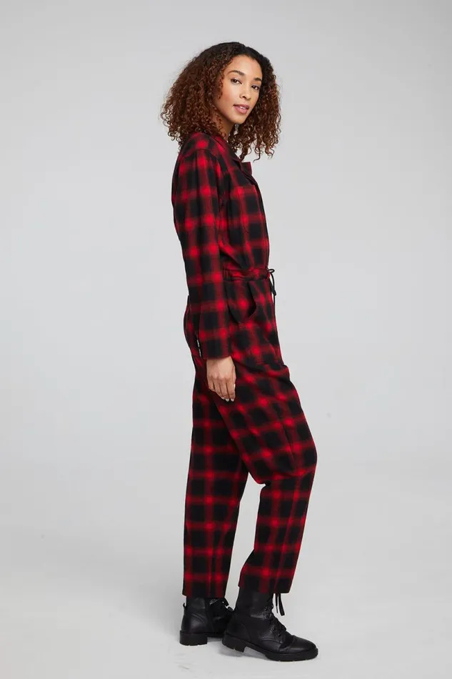 Womens Chaser Brand Bottoms Lexi Sunset Plaid Jumpsuit