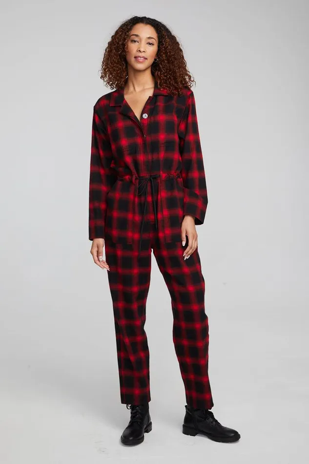 Womens Chaser Brand Bottoms Lexi Sunset Plaid Jumpsuit