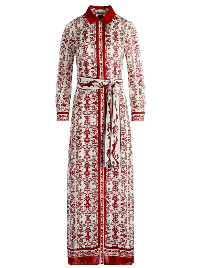 Womens Dresses Alice Olivia Chassidy Maxi Shirt Dress Fatal Attraction Off White