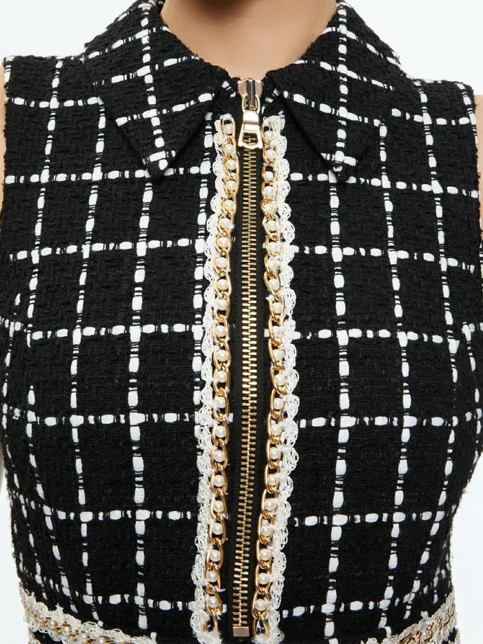 Womens Dresses Alice Olivia Ellis Tweed Mini Dress Black