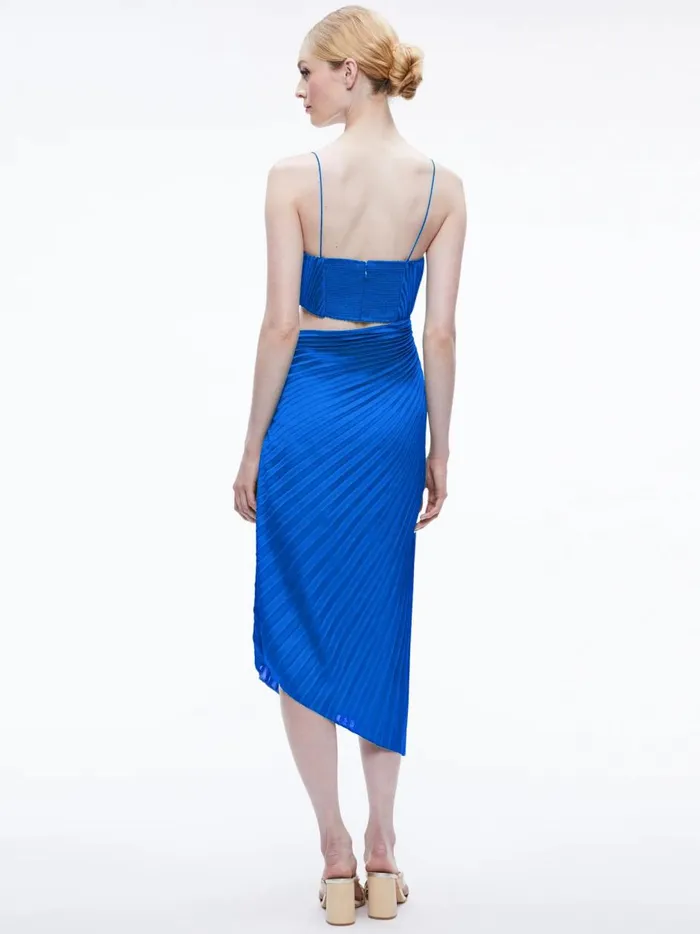 Womens Dresses Alice Olivia Fayeth Spaghetti Strap Asymmetrical Midi Dress Sapphire