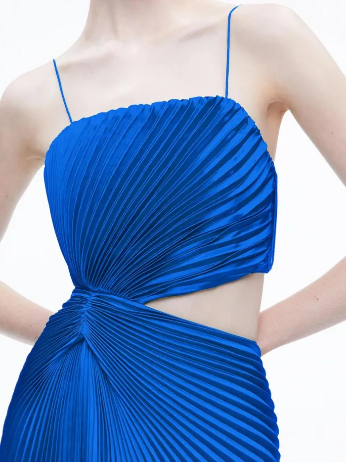 Womens Dresses Alice Olivia Fayeth Spaghetti Strap Asymmetrical Midi Dress Sapphire