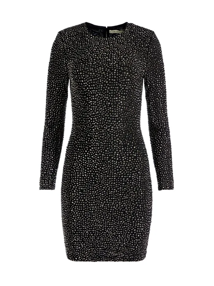 Womens Dresses Alice Olivia Inka Crystal Embellished Mini Dress Blackgunmetal Womens Dresses Alice Olivia Inka Crystal Embellished Mini Dress Blackgunmetal